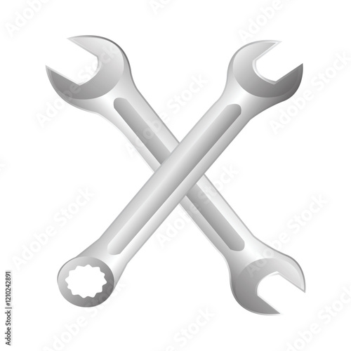 icon of wrench and ring spanner crossed with each other.workshop equipment,logo,vector illustration on white background.