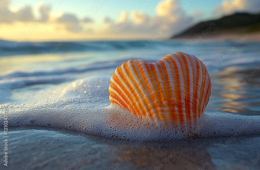 A heart-shaped seashell on the beach. Valentine's Day on vacation. A heart-shaped seashell on the beach. Valentine's Day on vacation.