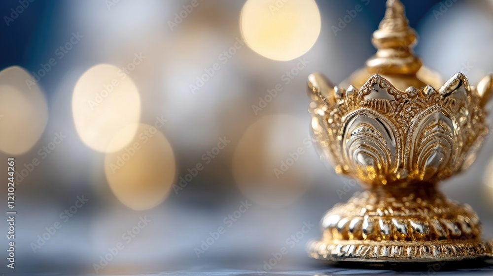 Fototapeta premium Ornate golden decorative urn with intricate details