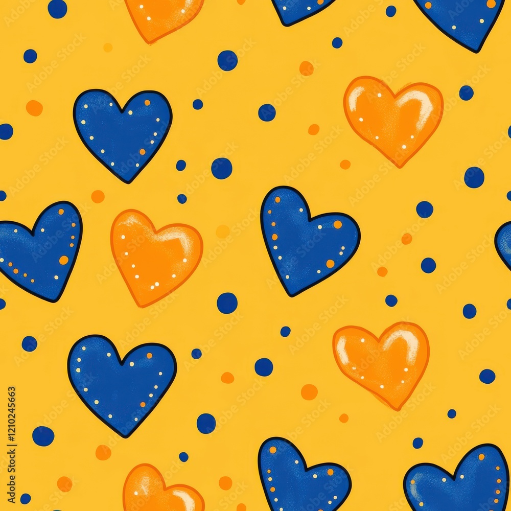 Valentine day hearts seamless pattern, repeating pattern, colorful heart doodles line art, illustration, vintage and modern style floral botanical, romantic love design