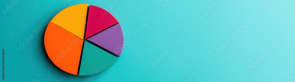 Obraz premium Colorful pie chart on vibrant background, representing data visually