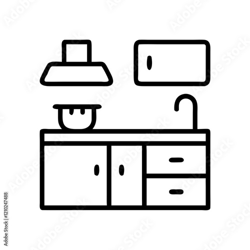 kitchenette icon, kitchenette line art - simple line art of kitchenette, perfect for kitchenette logos and icons