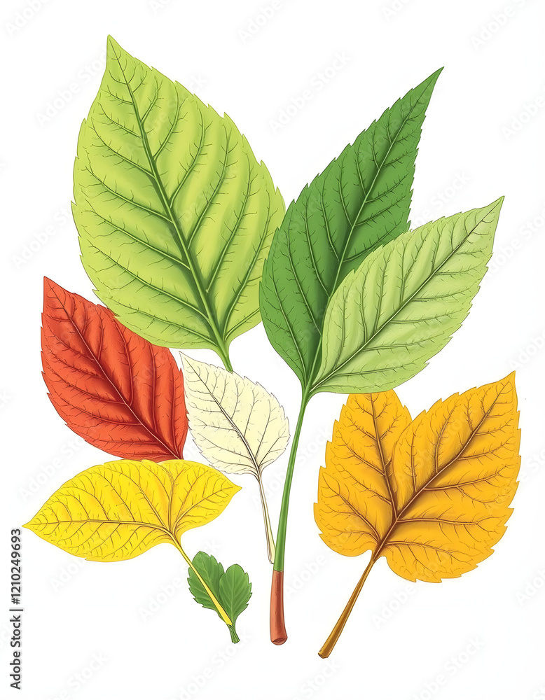 Collection of leaves found in (1825-1890) New and Rare Beautiful-Leaved Plants. Digitally enhanced from our own 1929 edition of the publication illustration, clipart style, with white tones Collection of leaves found in (1825-1890) New and Rare Beautiful-Leaved Plants. Digitally enhanced from our own 1929 edition of the publication illustration, clipart style, with white tones