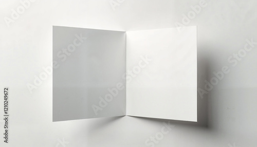 Wallpaper Mural Photorealistic open card mockup, white, invitation and greeting card display on white surface with copy space Torontodigital.ca