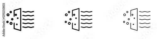 Air purification icons collection in black and blue colors