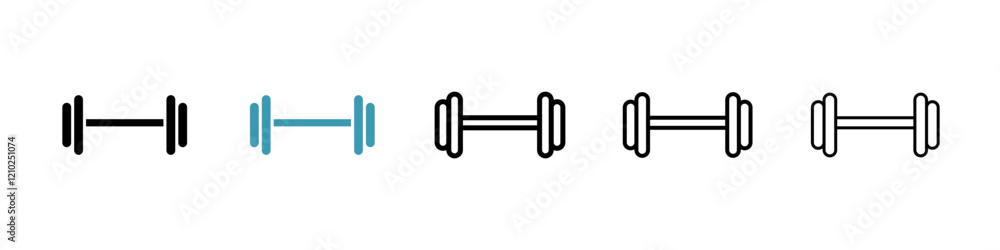 Barbell icons collection in black and blue colors Barbell icons collection in black and blue colors