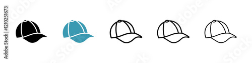 Cap icons set in black filled and stroke line style