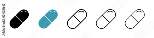Capsule icons in black and blue set