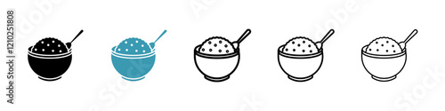 Cereal icons collection in black and blue colors