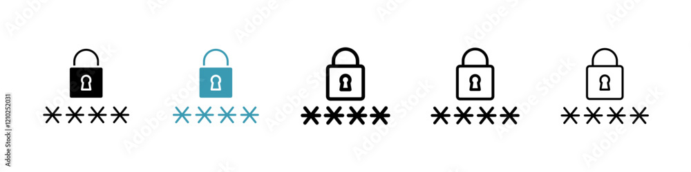 Code lock icons collection in black and blue colors Code lock icons collection in black and blue colors