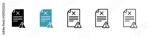 Corrupted file icons set in black filled and stroke line style