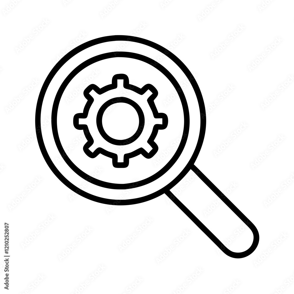 magnifying glass with gear icon, magnifying glass with gear line art - simple line art of magnifying glass with gear, perfect for magnifying glass with gear logos and icons magnifying glass with gear icon, magnifying glass with gear line art - simple line art of magnifying glass with gear, perfect for magnifying glass with gear logos and icons