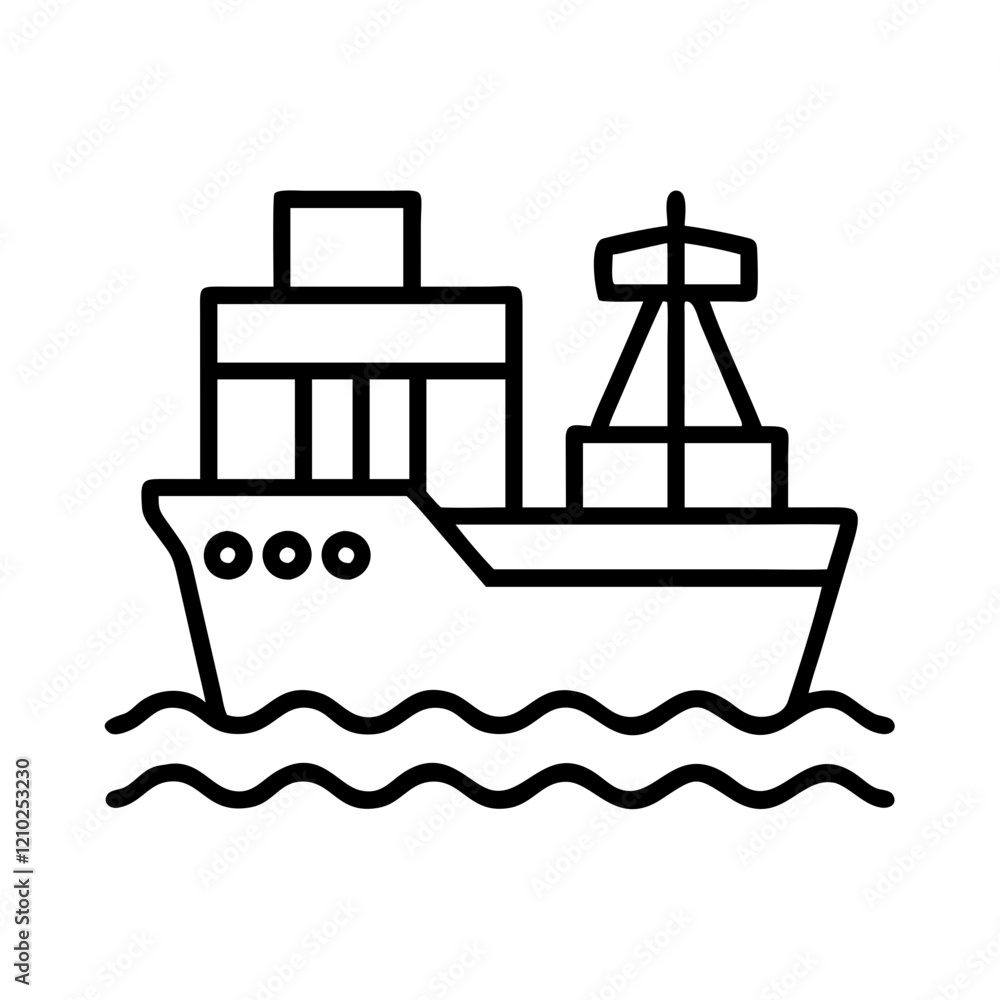 Obraz premium marine industry icon, marine industry line art - simple line art of marine industry, perfect for marine industry logos and icons