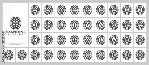 Abstract technology initial letter A-Z logo set