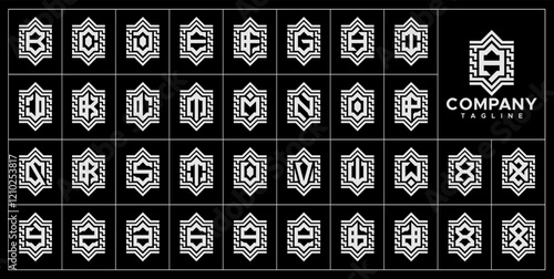 Geometry line abstract initial A-Z letter logo set