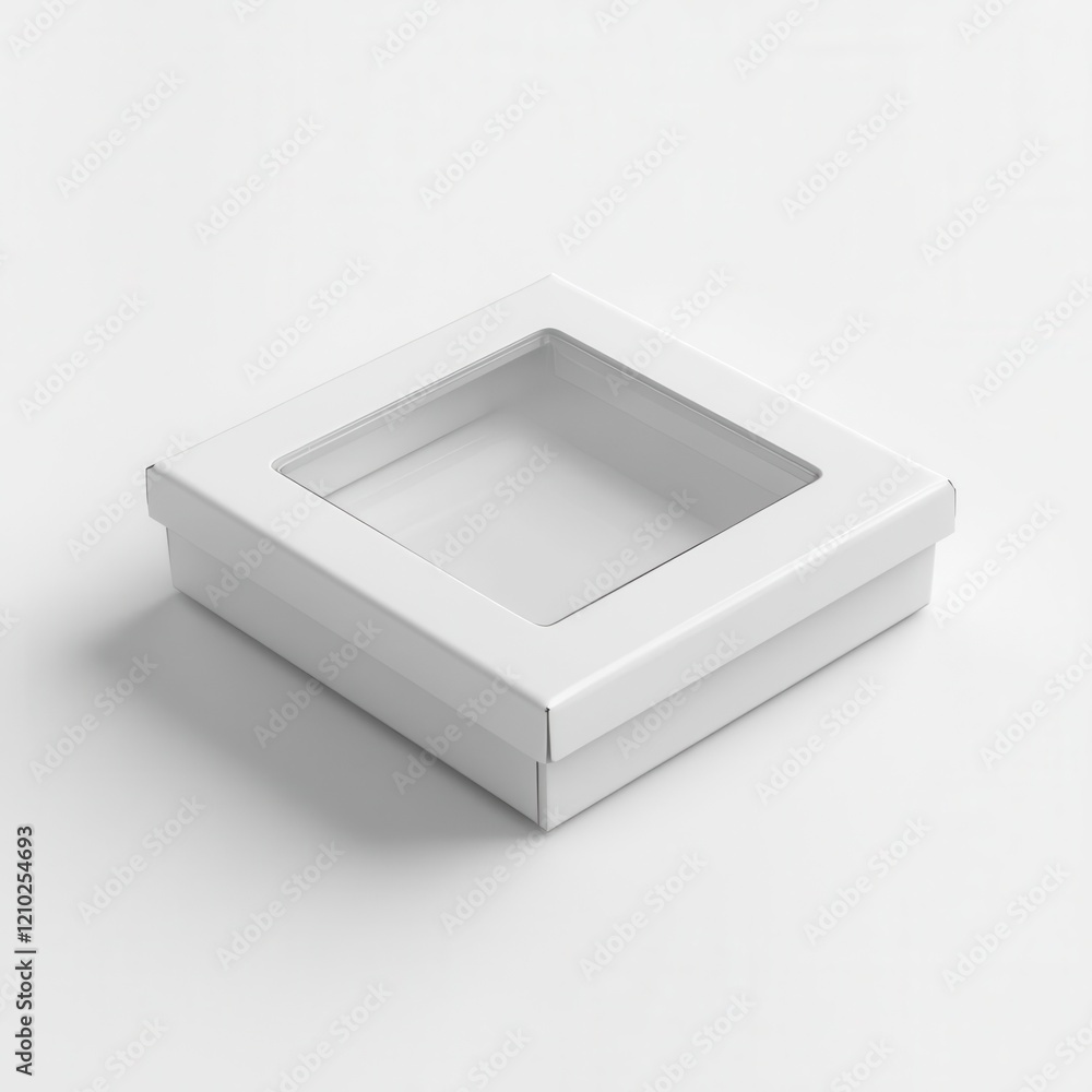 Glossy White Cake Box with Clear Window & Folded Edges 3D Render Glossy White Cake Box with Clear Window & Folded Edges 3D Render