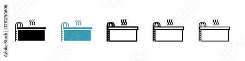Jacuzzi icons set in black filled and stroke line style