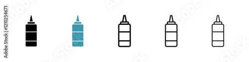 Ketchup icons set in black filled and stroke line style