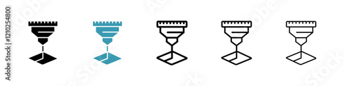 Laser machine icons set in black filled and stroke line style