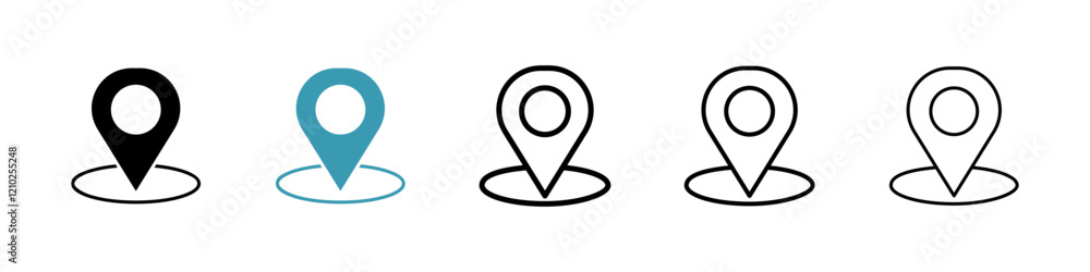 Map marker icons in black and blue set Map marker icons in black and blue set