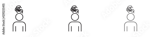 Mental disorder icons set in black filled and stroke line style
