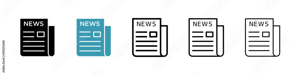 News icons vector pack in black and blue colors News icons vector pack in black and blue colors