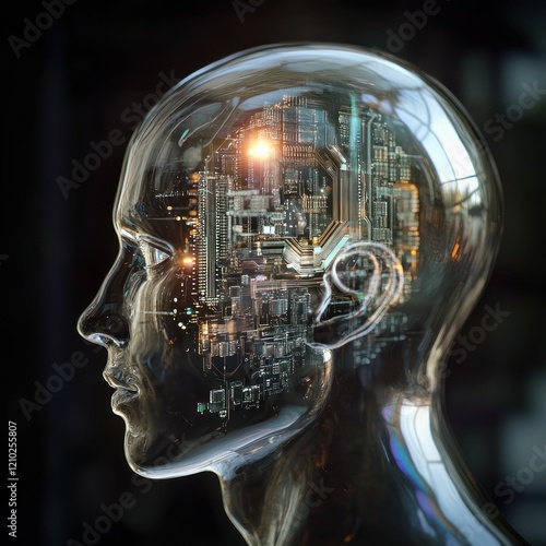 Digital Human Head Model with Advanced Tech Core photo