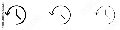 Past time icons set in black filled and stroke line style
