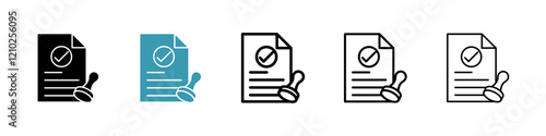 Permit icons set in black filled and stroke line style