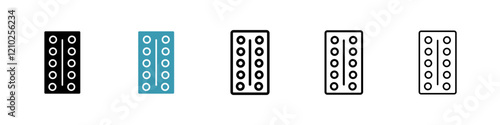 Pill Blister Pack icons collection in black and blue colors