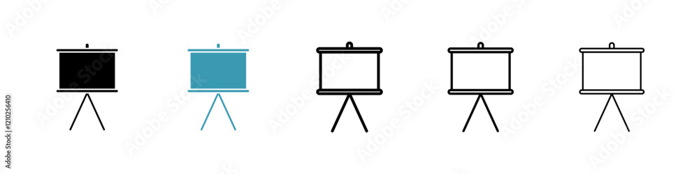 Presentation board icons collection in black and blue colors Presentation board icons collection in black and blue colors