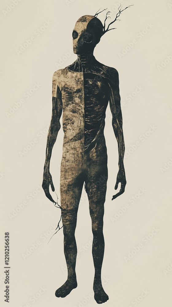 Fototapeta premium Mystical Human-Tree Being: Surreal Digital Art