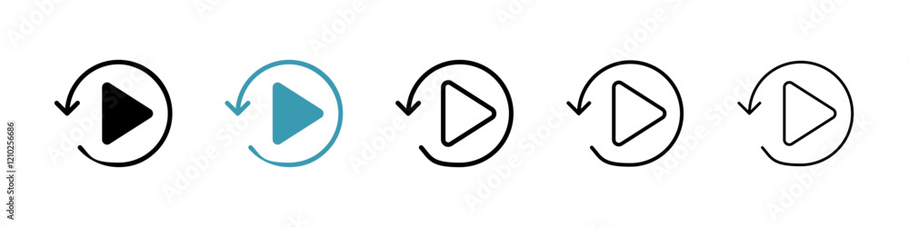 Replay icons collection in black and blue colors Replay icons collection in black and blue colors
