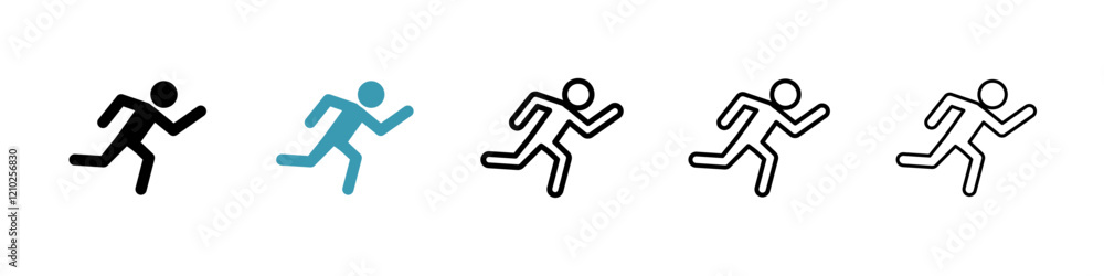 Running icons in black and blue set Running icons in black and blue set