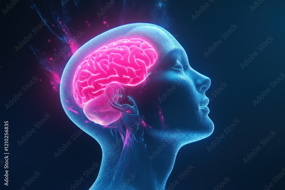 Aura of enlightenment through a glowing abstract brain Aura of enlightenment through a glowing abstract brain