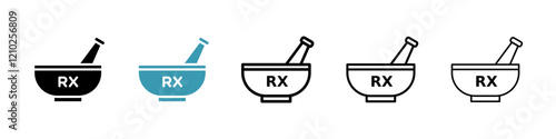 RX icons collection in black and blue colors