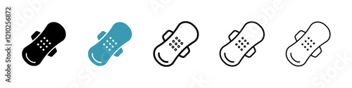 Sanitary pad icons collection in black and blue colors