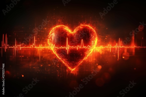 Glowing heart shape with a creative heartbeat line.  
