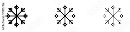 Snowflake icons collection in black and blue colors