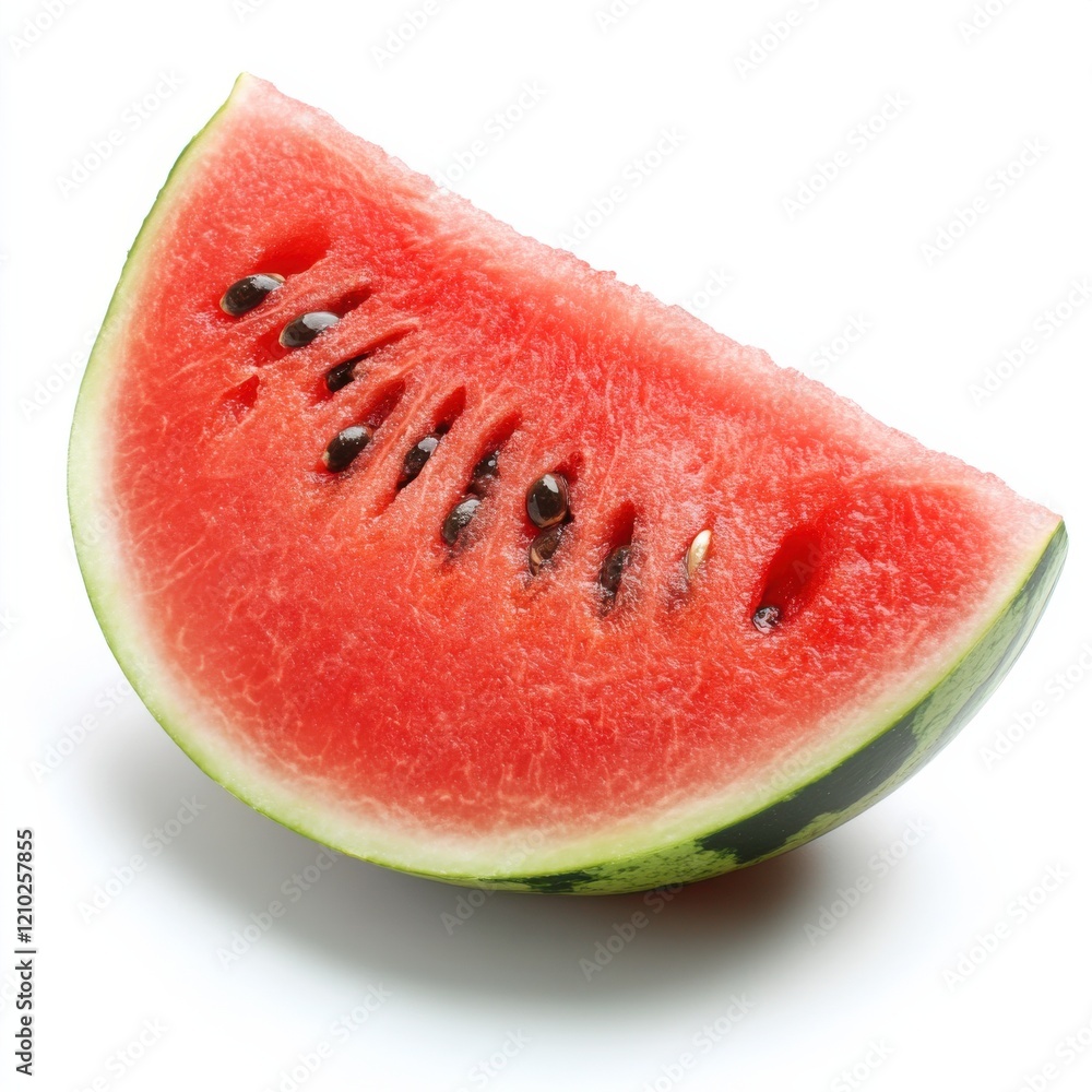 Ripe watermelon slice with seeds showcasing vibrant colors and juicy texture on flat surface Ripe watermelon slice with seeds showcasing vibrant colors and juicy texture on flat surface