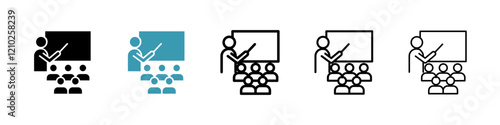 Training Icons vectors. black solid and liner versions