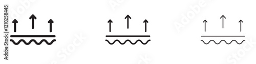 Underfloor heating icons set in black filled and stroke line style