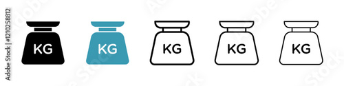 Weight icons set in black filled and stroke line style