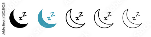 Zzz icons set in black filled and stroke line style