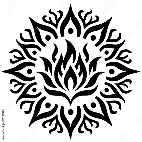 Fire mandala silhouette