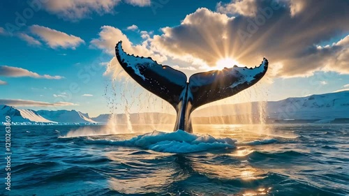 Wallpaper Mural Stunning whale tail emerges from water off Husavik Iceland Torontodigital.ca