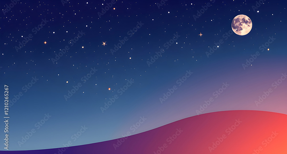 night sky with moon and stars