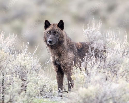 Gray wolf (Canis luous) from Junction Butte Pack, Yellowstone National Park, Wyoming