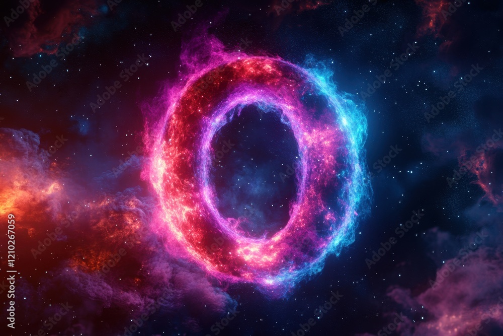 A colorful, glowing circle with a blue and red swirl A colorful, glowing circle with a blue and red swirl