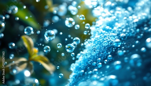 Clear blue water bubbles, eps photo